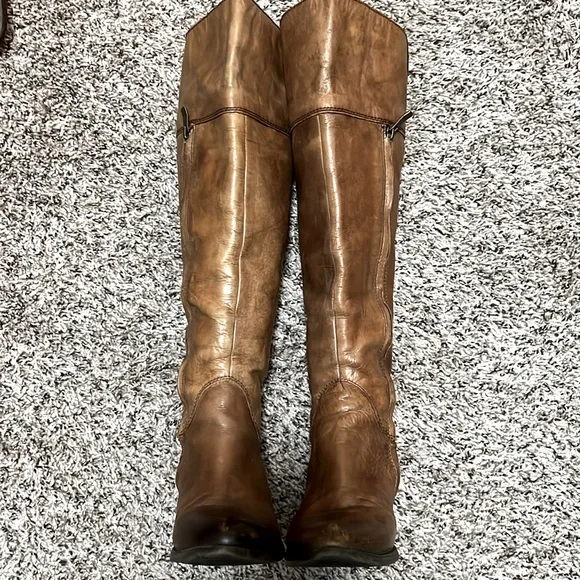 VINCE CAMUTO Knee High Distressed Leather Studded Boots - Picture 12 of 16